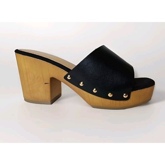 NEW Razz Matazz Women 8.5 Black Slip On Mules Clogs Heels Sandals Studs Y2K - Picture 4 of 9